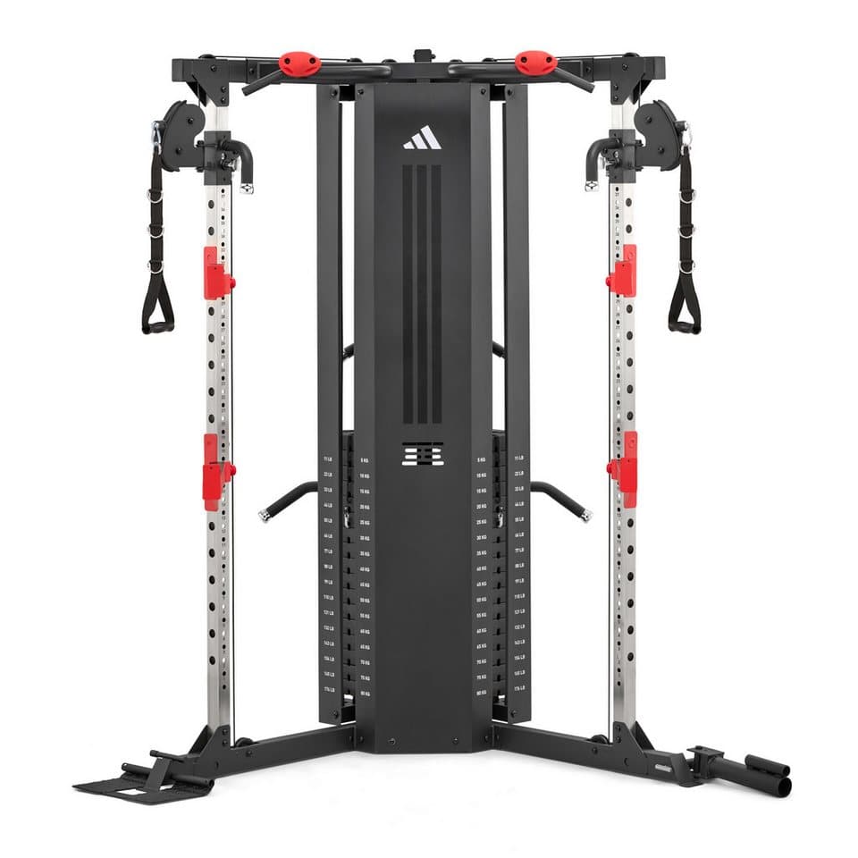 adidas Performance Trainingsstation adidas Cable Crossover - Kabelzugstation mit Rack, 2 Gewichtsblöcke, 2×80 kg Kabelzug, Rack, 40-fach verstellbar & Landmineen) - Thumbnail 3