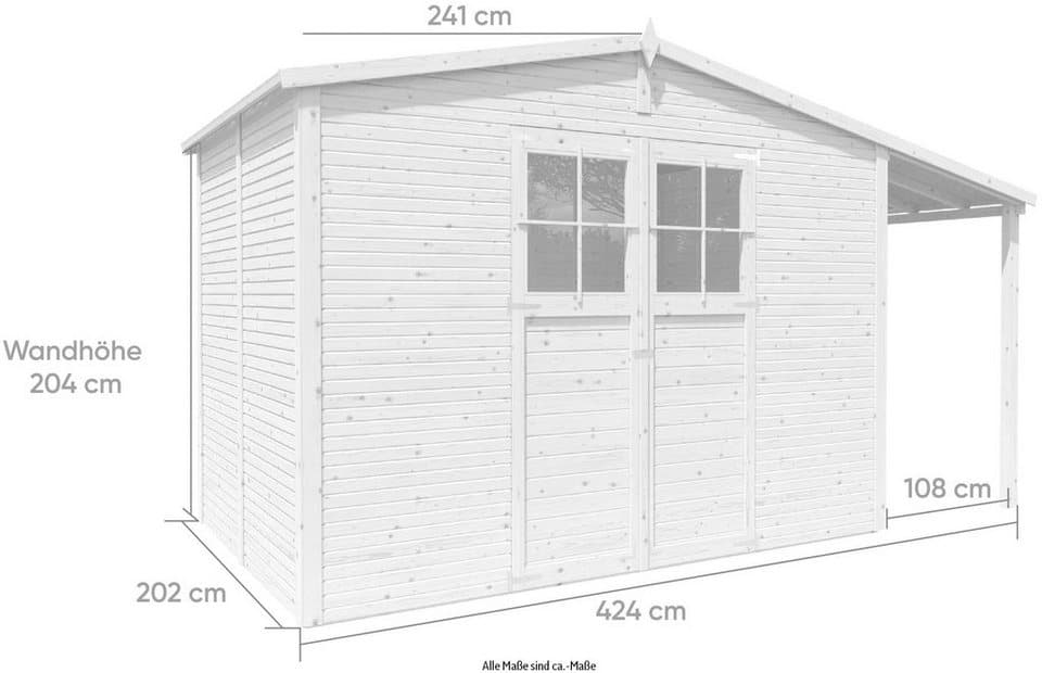 KONIFERA Gartenhaus Alto 4 PLUS Fineline Satteldach, BxT: 440x209 cm, mit Anbaudach - Thumbnail 15