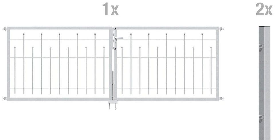 Alberts Zaundoppeltür Madrid, Breite: 300cm, in verschiedenen Höhen