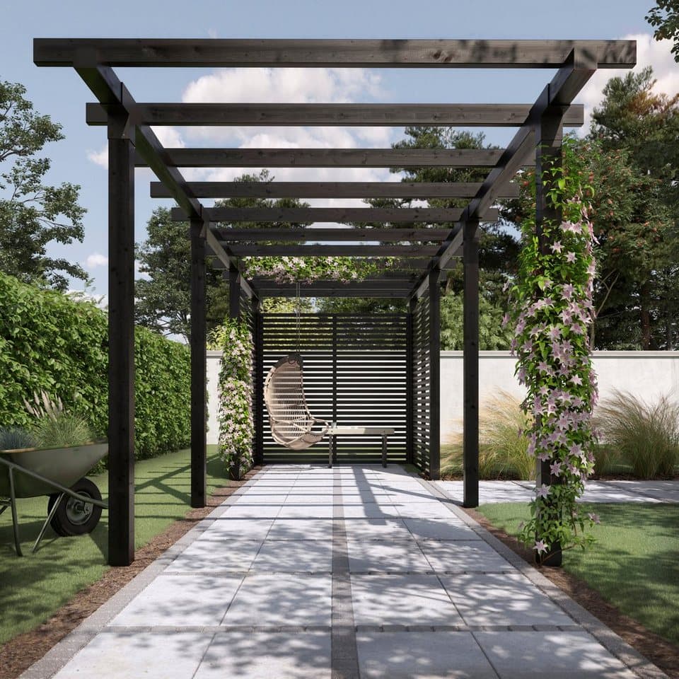 PLUS Pergola Cubic, BxTxH: 238x664x217 cm, Doppelpergola, 3 Module inkl. Tokyozäunen - Thumbnail 2