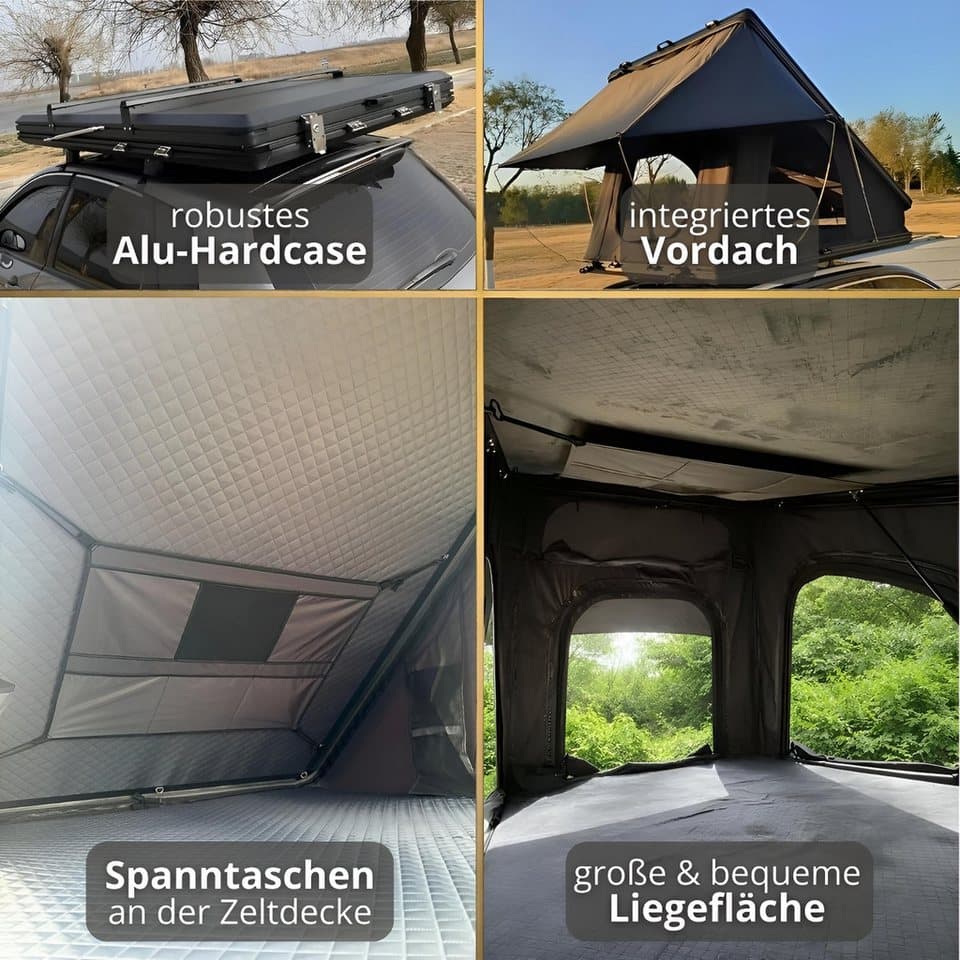 TZIpower Dachzelt Autodachzelt Aluminium Hardcase Dachzelt Auto Camping LED Dachträger, Personen: 3 (1 tlg) - Thumbnail 6