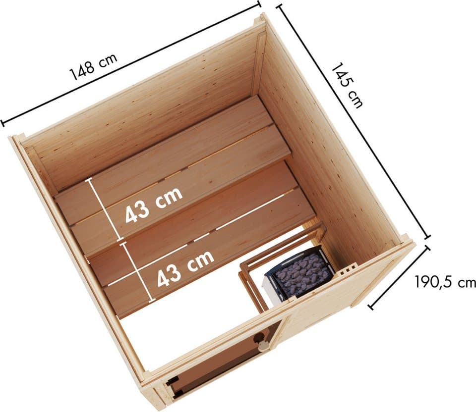 welltime Sauna Backas, BxTxH: 148 x 145 x 190,5 cm, 28 mm, verschiedene Varianten - Thumbnail 13