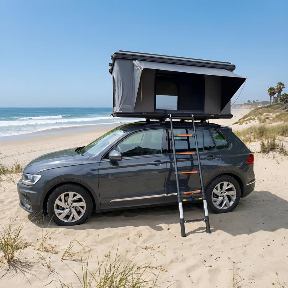 TZIpower Dachzelt Autodachzelt Auto Dach Zelt Vordach Schwarz/Grau Hardcase Aluminium, Personen: 2 (1 tlg) - Thumbnail 2
