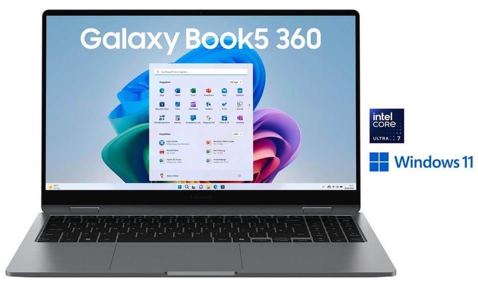 Samsung Galaxy Book5 360 15,6'' (NP750Q) Ultra7 16 GB + 512 GB Convertible Notebook (39,6 cm/15,6 Zoll, Intel Core Ultra 7, ARC, 16 GB, 512 GB SSD)