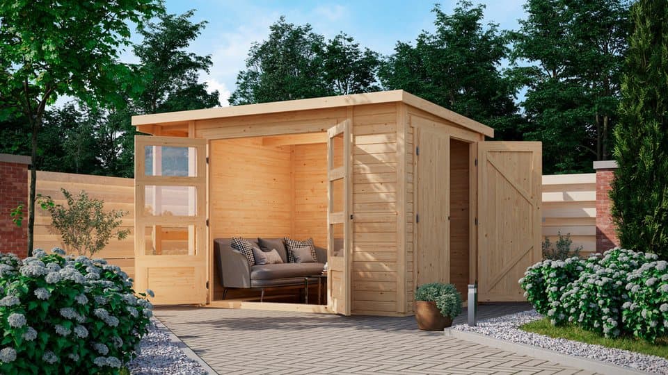 Karibu Gartenhaus Multifunktionshaus 1 Pultdach, BxT: 300x186,5 cm, naturbelassen oder terragrau, Made in Germany - Thumbnail 6
