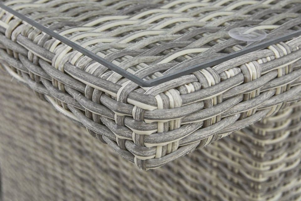 KONIFERA Garten-Essgruppe Monaco, (Set, 16-tlg., 1x2er Sofa, 2x Sessel, 2x Hocker, 1x Tisch 120x70x66cm, inkl. Auflagen), Polyrattan, Aluminium, Rückenlehne verstellbar, Grau - Thumbnail 20