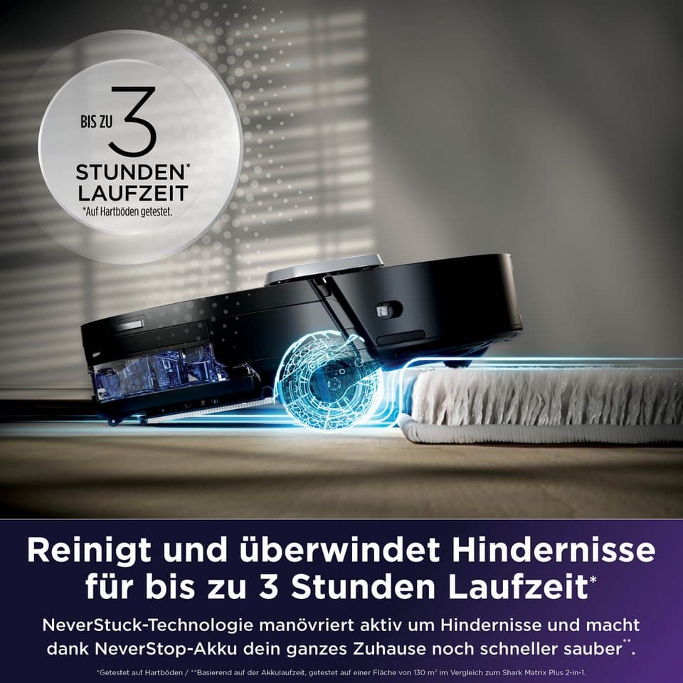 Shark Saugroboter Shark PowerDetect UV Reveal 2-in-1 Saug- und Wischroboter RV3000XEEU, 650 W, beutellos, UV-Reveal-Technologie, 8 PowerDetect-Technologien - Thumbnail 8