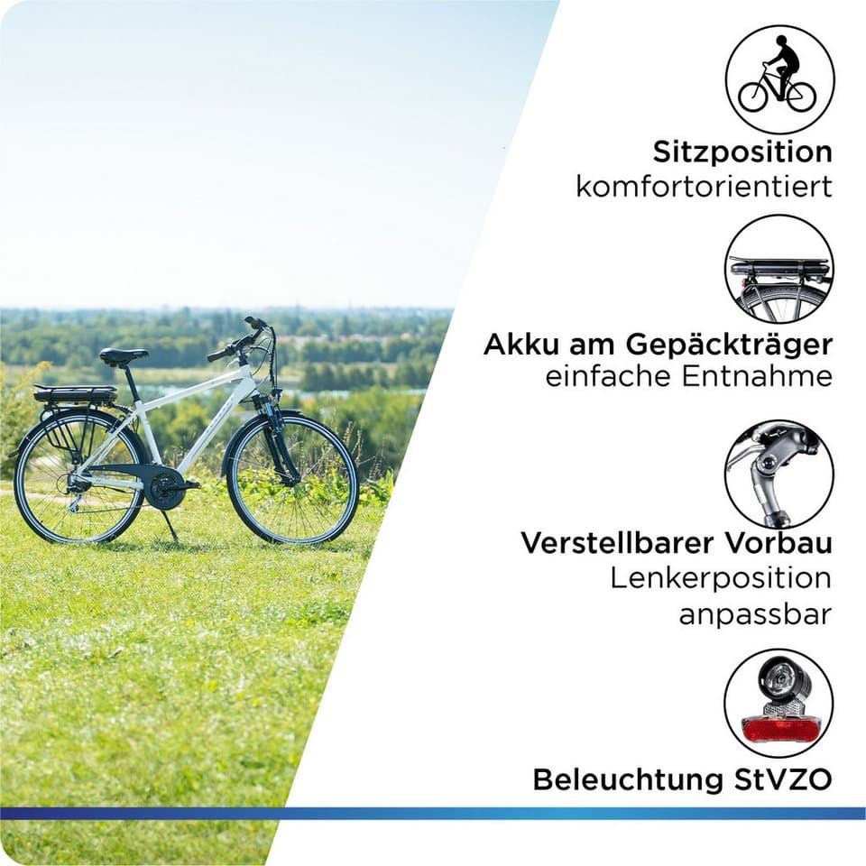 Zündapp E-Bike Trekkingrad Z802 Herren, 21 Gang Shimano Altus RD-M310 Schaltwerk, Kettenschaltung, Heckmotor, 374 Wh, Pedelec, Elektrofahrrad für Damen u. Herren - Thumbnail 6
