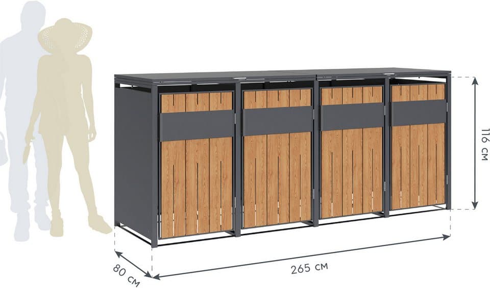 WESTMANN Mülltonnenbox Varius 4, BxTxH: 265x80x116 cm, für 4x240 L Mülltonnen - Thumbnail 9