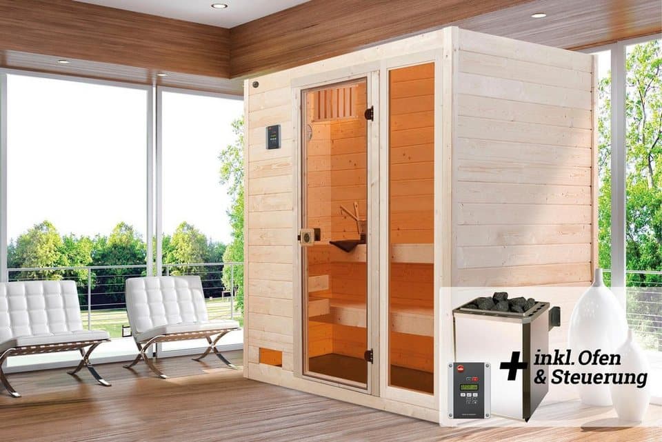 weka Sauna Valida, BxTxH: 189 x 139 x 203,5 cm, 38 mm, (Set) 7,5 kW-Ofen mit digitaler Steuerung - Thumbnail 2