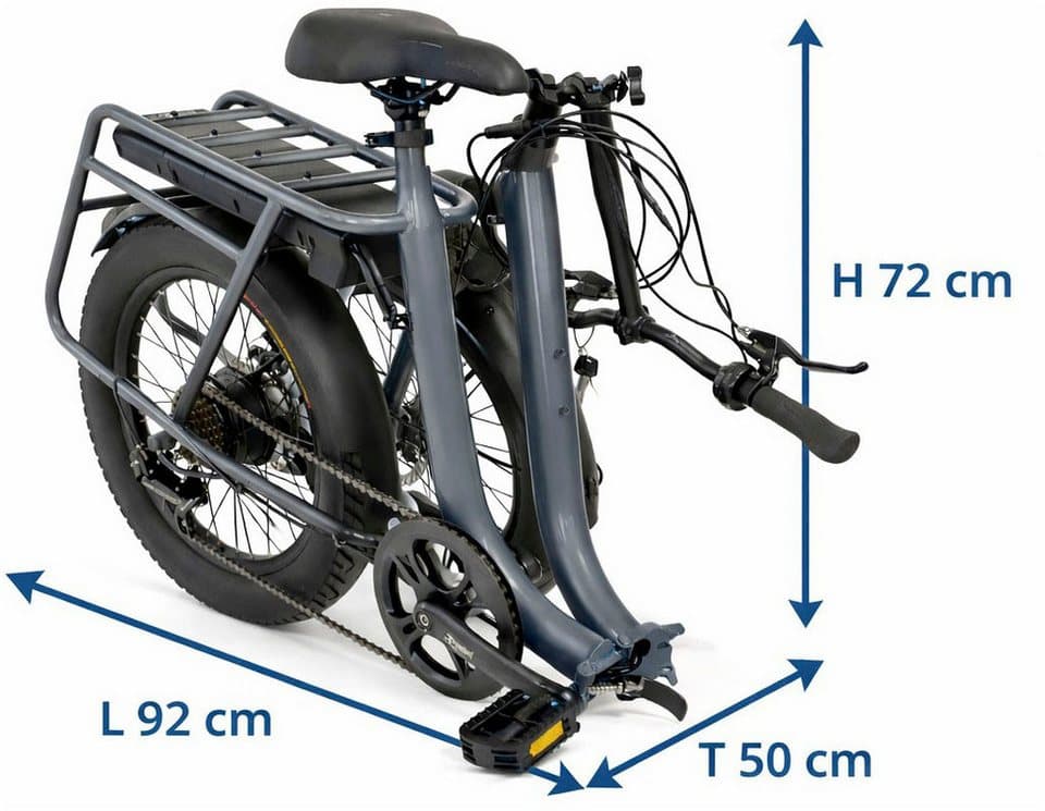 LLobe E-Bike Faltrad Elektro Faltrad 20" Terrain grau, 7 Gang Shimano Tourney Schaltwerk, Kettenschaltung, Heckmotor, 468 Wh - Thumbnail 16