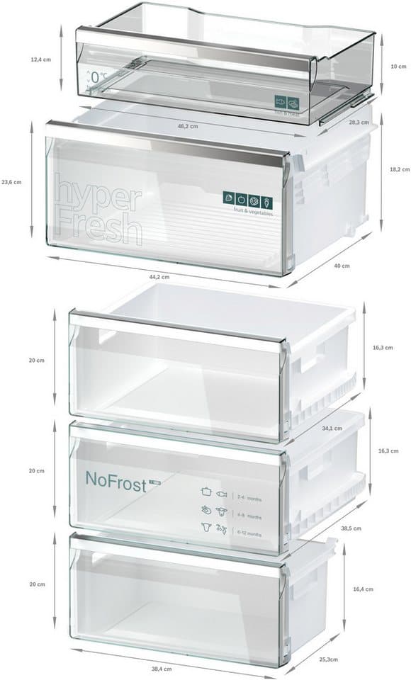 SIEMENS Kühl-/Gefrierkombination iQ500 KG39NAIAU, 203 cm hoch, 60 cm breit, hyperFresh für längere Frische & Total noFrost gegen Eis. - Thumbnail 10