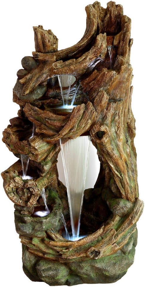 AcquaArte Gartenbrunnen Wasserfall KALLONI, Komplettset mit LED-Beleuchtung, Pumpe und Anschlussmaterial