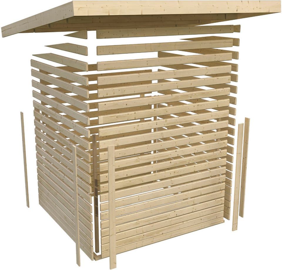 Karibu Gartenhaus Multifunktionshaus 1 Pultdach, BxT: 300x186,5 cm, naturbelassen oder terragrau, Made in Germany - Thumbnail 4