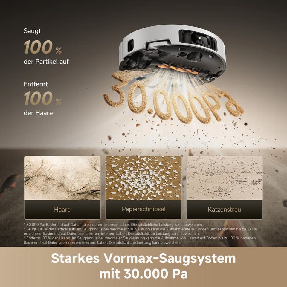 Dreame Saugroboter mit Wischfunktion Matrix 10 Ultra, 700 W, mit Beutel, Mop-Wechsel, drei Reinigungsmittel, überwindet Hindernisse, 30.000 Pa - Thumbnail 7