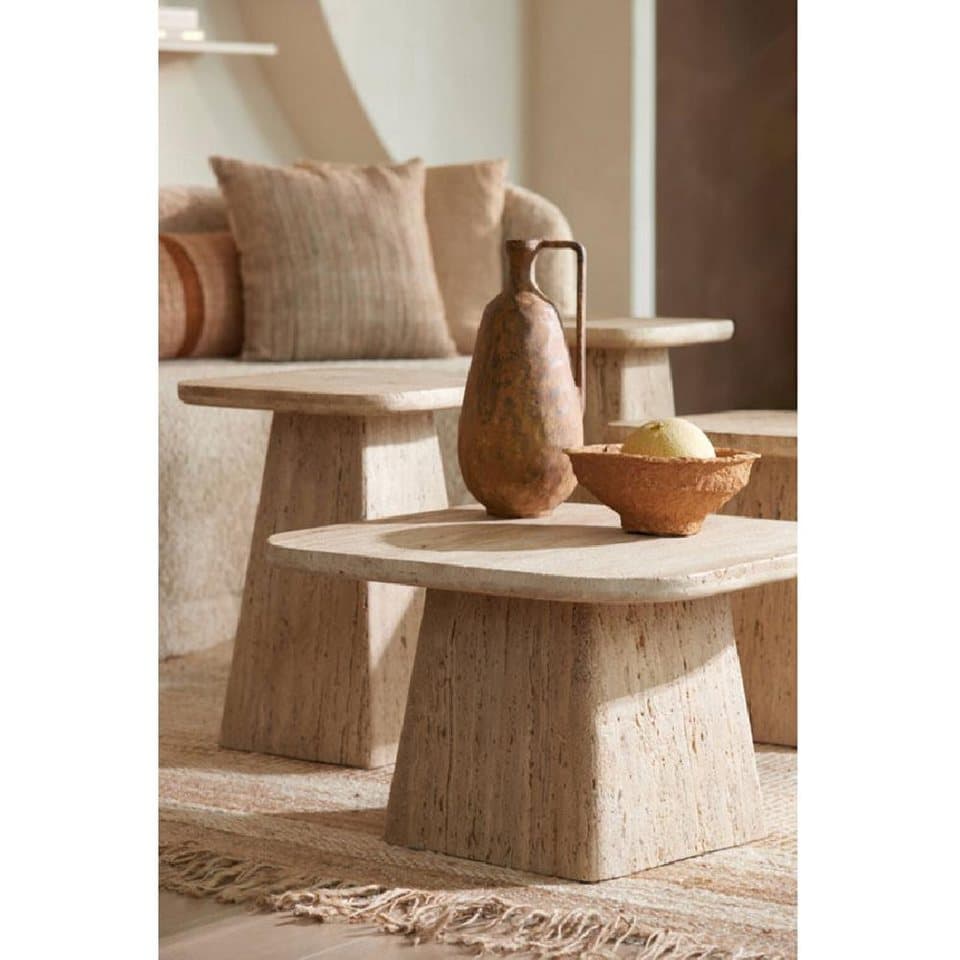 Light & Living Beistelltisch Beistelltisch Kepami Travertin Marmor Sand (45x42cm) - Thumbnail 7