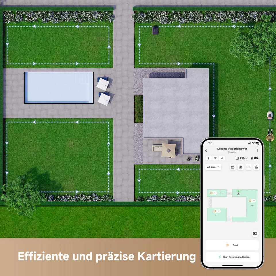 Dreame Rasenmähroboter Mower A1 Pro, bis 2000 m² Rasenfläche, (Set), präzise Navigation, U-förmige Mähstrategie, duales Kartenmanagement - Thumbnail 7