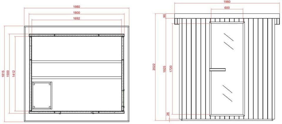 Sanotechnik Sauna »LAHTI« Außensauna mit Infrarotkabine, BxTxH: 198 x 181,5 x 200,2 cm, 4,4 mm, geeignet für 6 Personen, Fichetnholz - Thumbnail 18