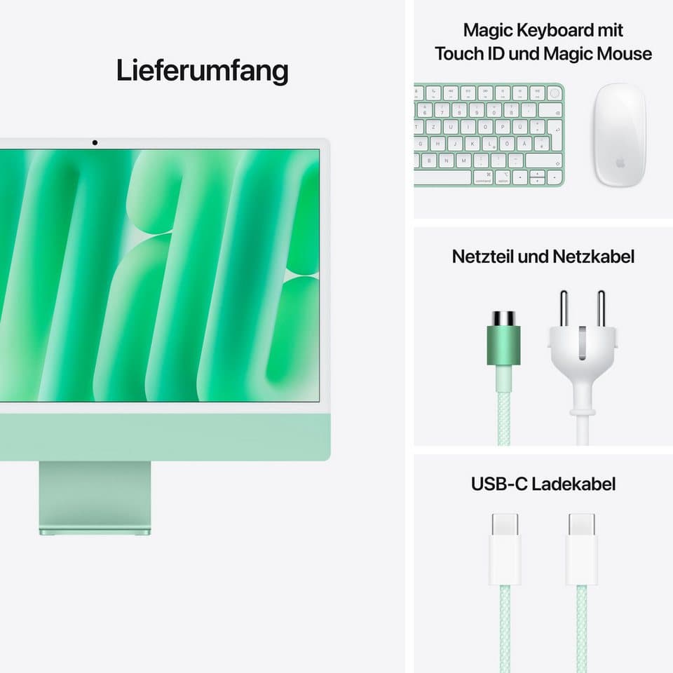 Apple iMac 24" iMac (24 Zoll, Apple Apple M4 M4, 10‑Core GPU, 16 GB RAM, 512 GB SSD, Luftkühlung) - Thumbnail 8