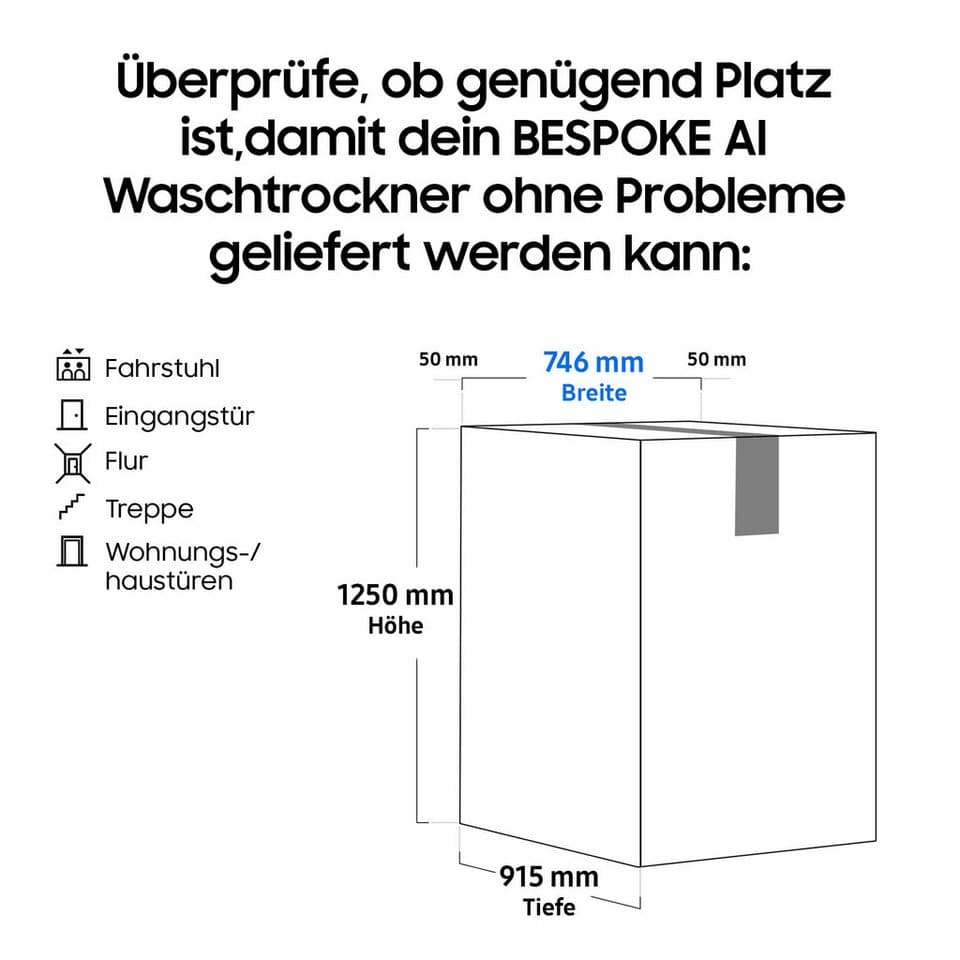 Samsung Waschtrockner WD8000DK WD18DB8995BZT2, 18 kg, 11 kg, 1000 U/min, Trommelreinigung+, Breite 75 cm, Tiefe 92cm, Höhe 111 cm - Thumbnail 20