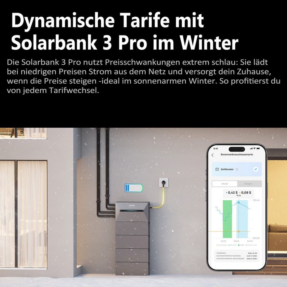 SolarMars Balkonkraftwerk mit Speicher 2000W Anker Solix Solarbank 3 E2700 Pro, 2000 W, Monokristallin, (mit optionaler BP2700 Erweiterungsakku und Halterung), mit intelligenter KI zur dynamischen Überwachung des Stromverbrauchs - Thumbnail 3