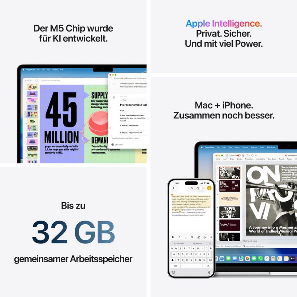 Apple 13-inch MacBook Air Notebook (34,46 cm/13,6 Zoll, Apple M5, 8-Core GPU, 16 GB, 512 GB SSD) - Thumbnail 8