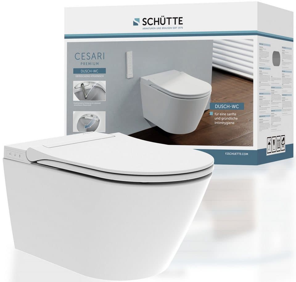 Schütte Dusch-WC CESARI Premium, wandhängend, Abgang waagerecht, Komplett-Set, spülrandlos, Taharet WC - Thumbnail 2