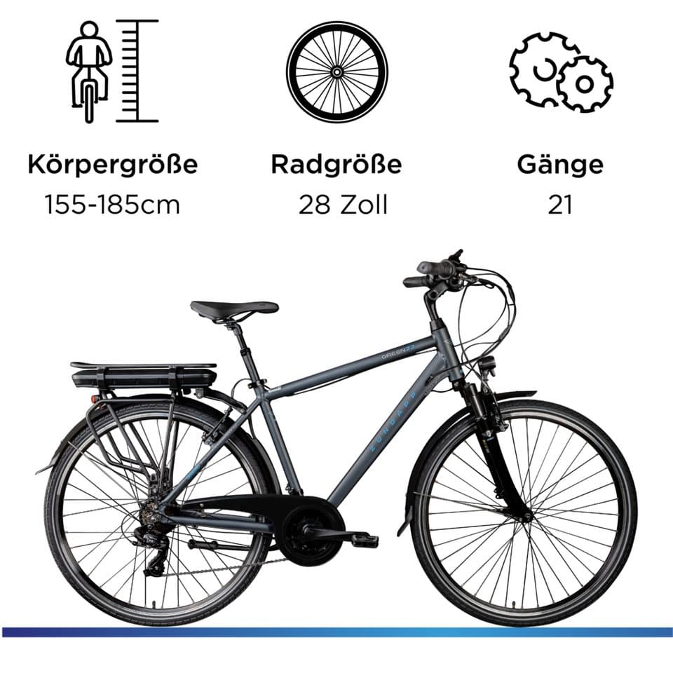 Zündapp E-Bike Trekkingrad Green 7.7 Herren, 21 Gang Shimano Tourney Schaltwerk, Kettenschaltung, Heckmotor, 536 Wh, Pedelec, Elektrofahrrad für Damen u. Herren - Thumbnail 9