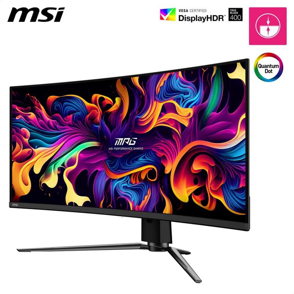 MSI MPG 341CQPX QD Curved-Gaming-OLED-Monitor (86,8 cm/34 ", 3440 x 1440 px, UWQHD, 0,03 ms Reaktionszeit, 240 Hz, OLED, 3 Jahre Herstellergarantie, höhenverstellbar, USB-C) - Thumbnail 2