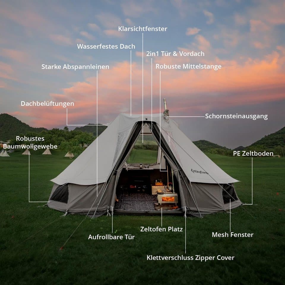 KingCamp Hauszelt Baumwollzelt Campingzelt Khan Villa Pavillon Famil - Thumbnail 5