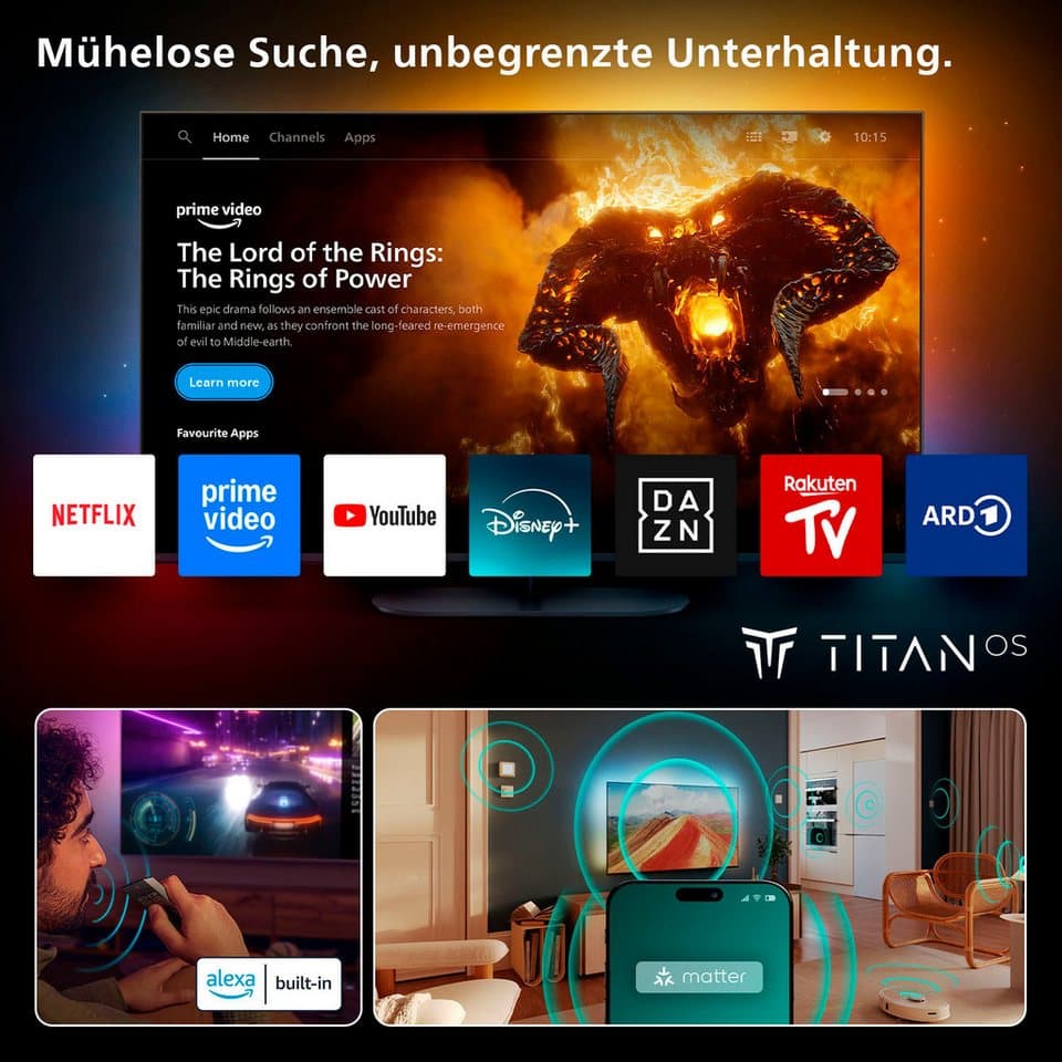 Philips 85PUS9000/12 QLED-Fernseher (215 cm/85 Zoll, 4K Ultra HD, Smart-TV, Ambilight, P5 Picture Engine, Dolby Vision, Dolby Atmos, Gaming, Alexa) - Thumbnail 9