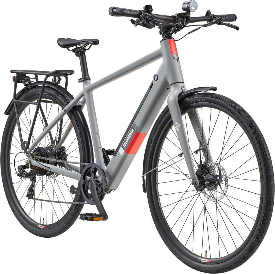 Telefunken E-Bike Cityrad UH200, 7 Gang Shimano, Kettenschaltung, Heckmotor, 475,2 Wh, (28 Zoll, Straßenzulassung, Scheibenbremsen, leichtes E-Bike ca. 20 kg), Pedelec, Elektrofahrrad für Herren u. Damen, Urbanbike - Thumbnail 2