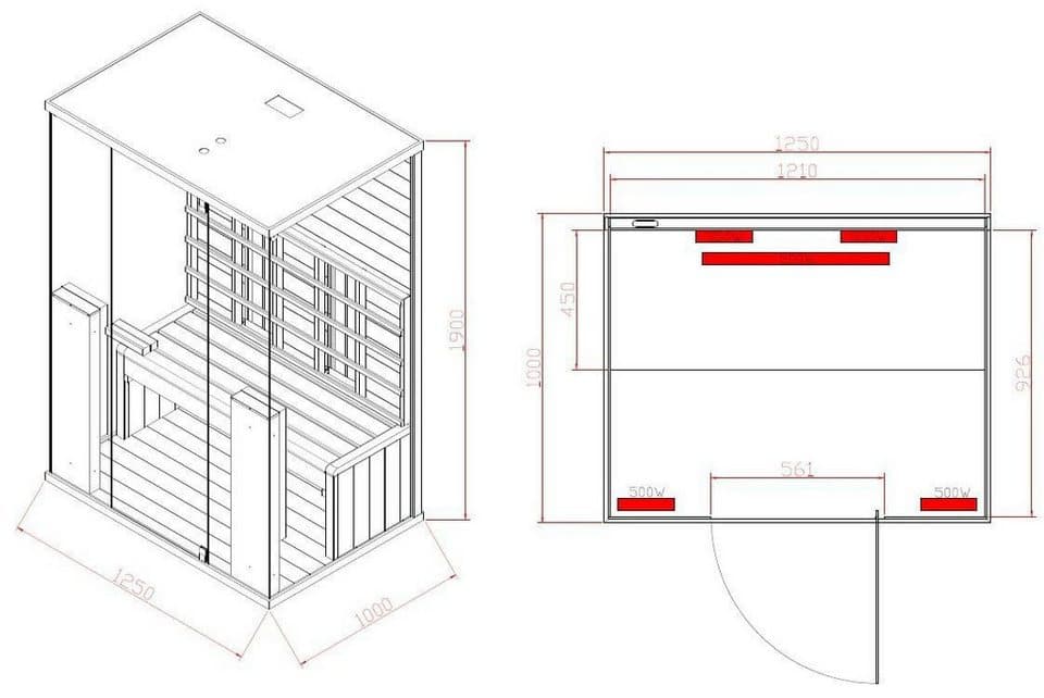 Sanotechnik Infrarotkabine Billund 2, BxTxH: 125 x 100 x 190 cm, mit Farblichttherapie, MP3 Player (inkl. Bluetooth), 2x Lautsprecher - Thumbnail 8