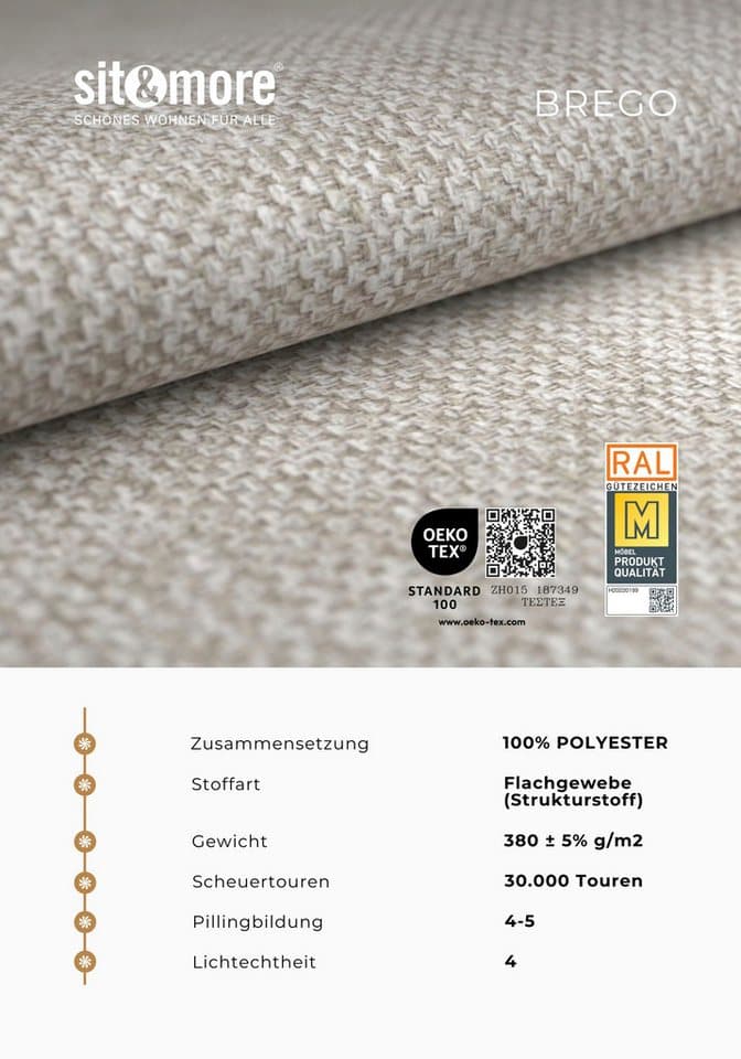 sit&more Ecksofa Savona L-Form, B. 262cm, klassisches Design, Federkern, Komfort Sitz, mit Federkern, optional mit Schlaffunktion - Thumbnail 4