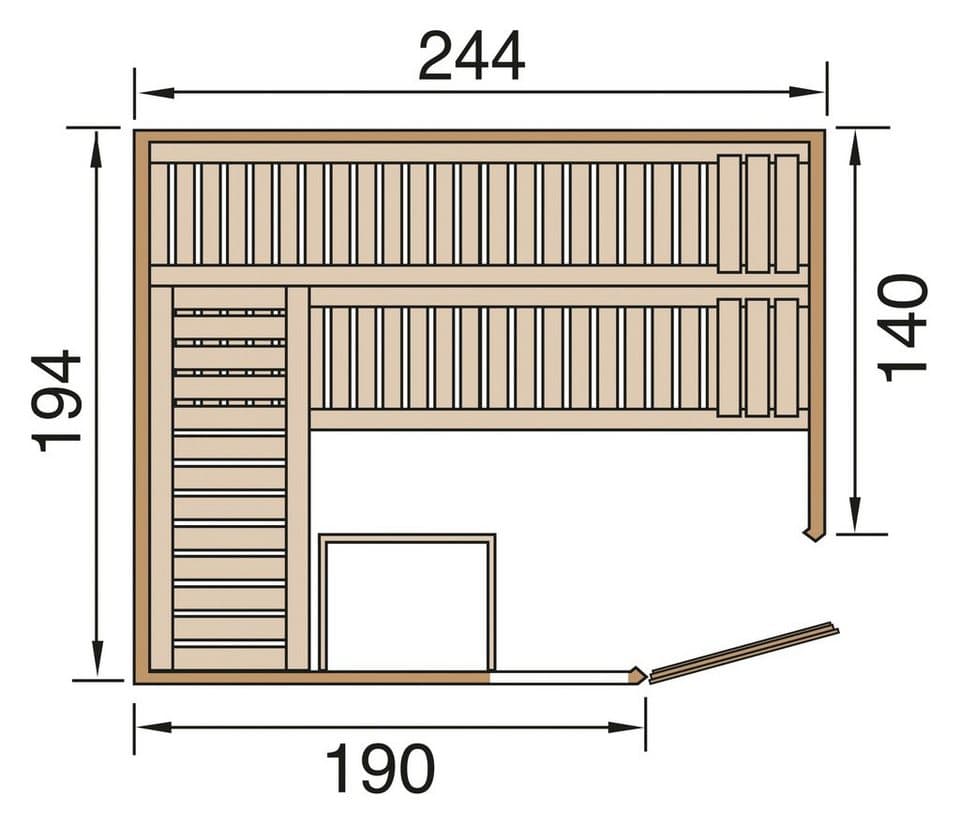 weka Sauna Varberg 4, BxTxH: 244 x 194 x 199 cm, 57 mm, ohne Ofen - Thumbnail 7