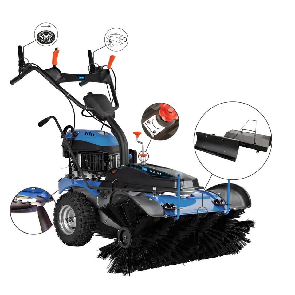 Güde Benzin-Kehrmaschine GKM 100.1, 100 cm Arbeitsbreite, inkl. Motorbesen, Schneeschieber und 72 l Auffangbehälter - Thumbnail 2