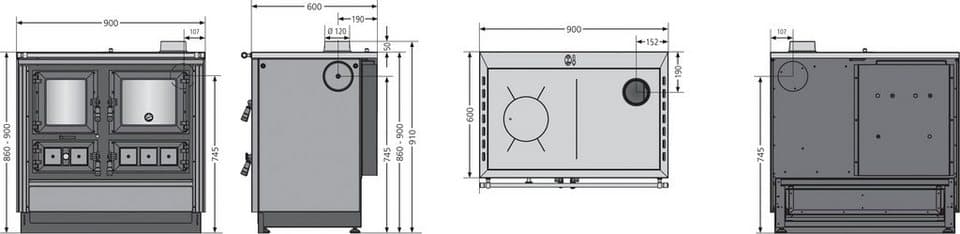 JUSTUS Festbrennstoffherd Rustico-90 2.0, 7,2 kW, Zeitbrand - Thumbnail 6