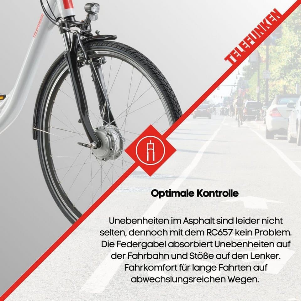 Telefunken E-Bike Cityrad Multitalent RC657, 7 Gang Shimano Nexus Schaltwerk, Nabenschaltung, Frontmotor, 536,5 Wh, Pedelec, Elektrofahrrad für Damen u. Herren - Thumbnail 6