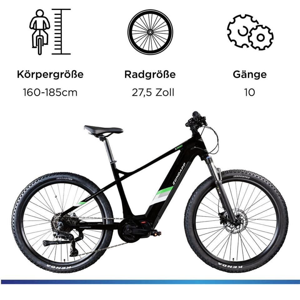 Zündapp E-Bike Mountainbike X900, 10 Gang Shimano Cues U6020 SGS Schaltwerk, Kettenschaltung, Mittelmotor, 733 Wh, Pedelec, Elektrofahrrad für Damen und Herren, MTB - Thumbnail 3