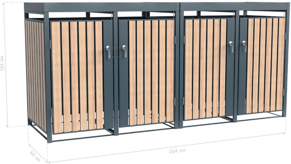 WESTMANN Mülltonnenbox Planta, Platz für 4 Mülltonnen je 240 L, BxHxT: 264x84x124,5 cm - Thumbnail 9