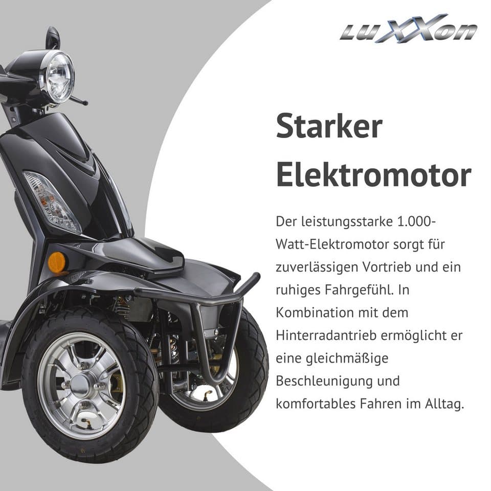 Luxxon Elektromobil LuXXon Seniorenmobil E4900, 20 km/h, (Elektromobil mit Topcase, ohne Helmpflicht), 1.000 W, Seniorenmobil mit 4 Räder, Elektroroller für Senioren - Thumbnail 4