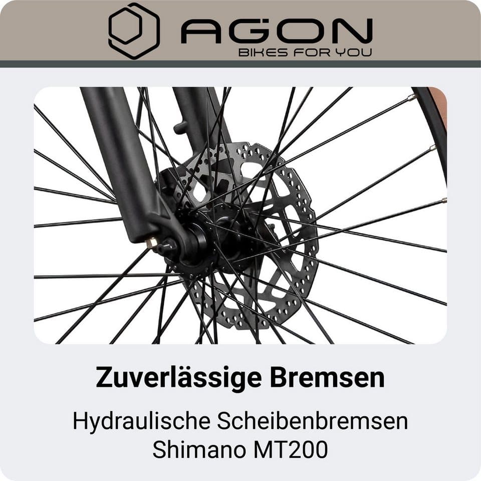 AGON E-Bike Mountainbike Alpha, 10 Gang Shimano Deore SGS T6000 Schaltwerk, Kettenschaltung, Heckmotor, 540 Wh, Pedelec, Elektrofahrrad für Damen u. Herren, MTB - Thumbnail 7