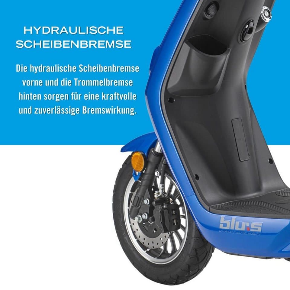 Blu:s E-Mofaroller XT2000, 950 W, 25 km/h, bis zu 59 km Reichweite, mit Straßenzul., 2 Sitzplätze, für Erwachsene - Thumbnail 7