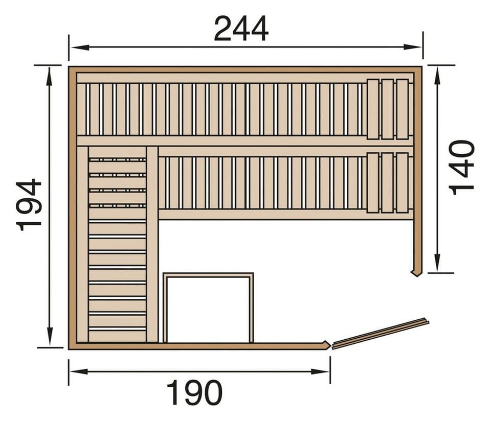 weka Sauna Varberg 4, BxTxH: 244 x 194 x 199 cm, 57 mm, ohne Ofen - Thumbnail 7