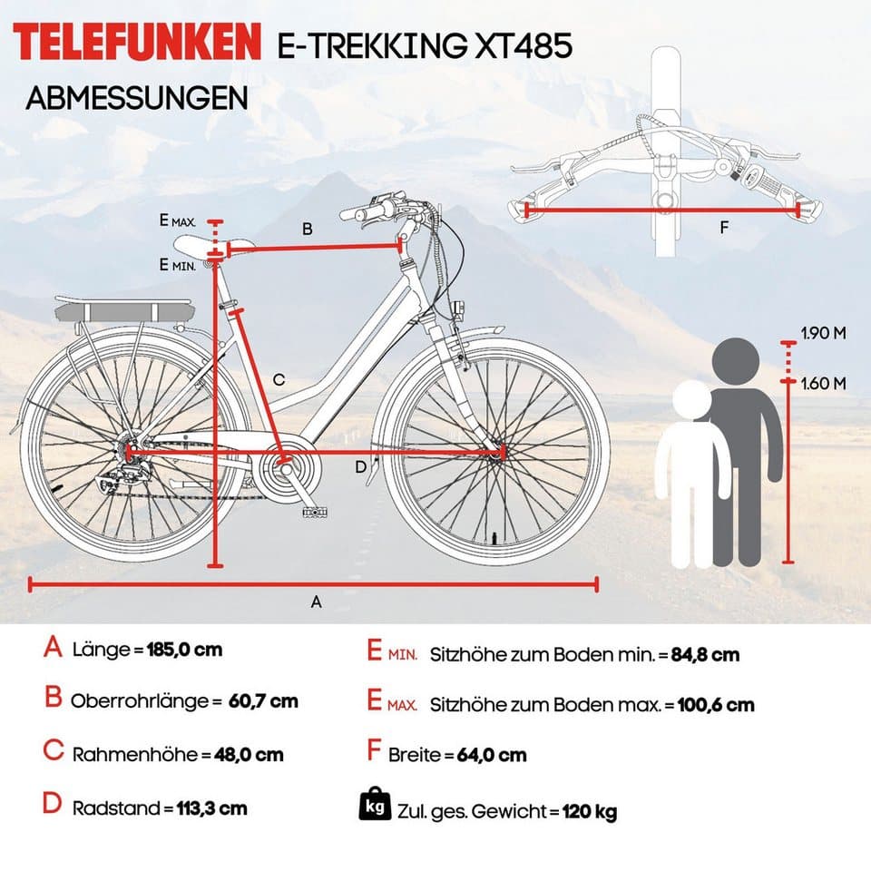 Telefunken E-Bike Trekkingrad E-Trekking Expedition XT485 Damen, 21 Gang Shimano Acera Schaltwerk, Kettenschaltung, Heckmotor, 536,5 Wh, Pedelec, Elektrofahrrad, Trekkingrad, Damen, innerhalb StVZO, 28 Zoll - Thumbnail 11