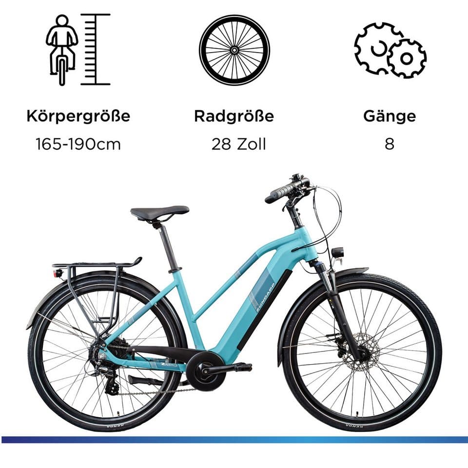 Zündapp E-Bike Trekkingrad Z810, 8 Gang Shimano Altus RD-M310 Schaltwerk, Kettenschaltung, Heckmotor, 550 Wh, Pedelec, Elektrofahrrad für Damen und Herren - Thumbnail 3