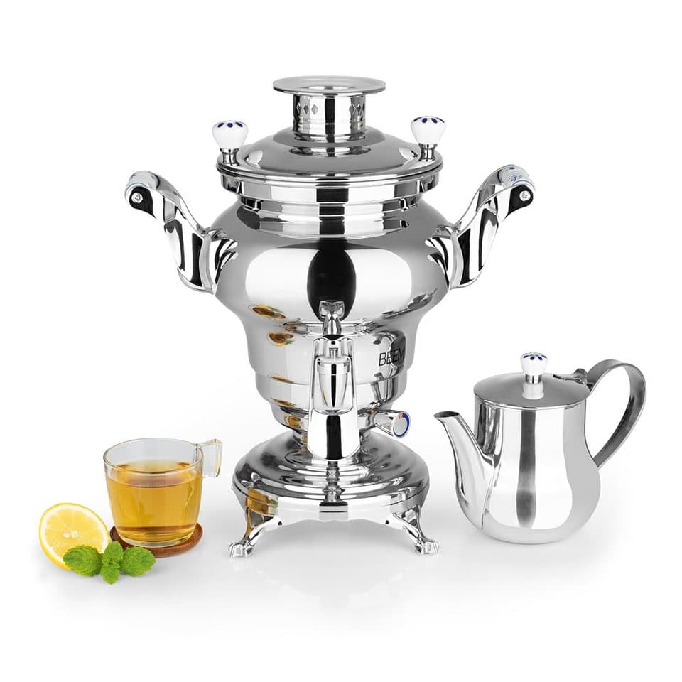 BEEM Samowar Odessa 3l 1800W Edelstahl mit Dispenser, 1800 W, Hotel, Gastronomie, Home, mit 3 l Wasserbehälter und 1 l Teekanne - Thumbnail 6