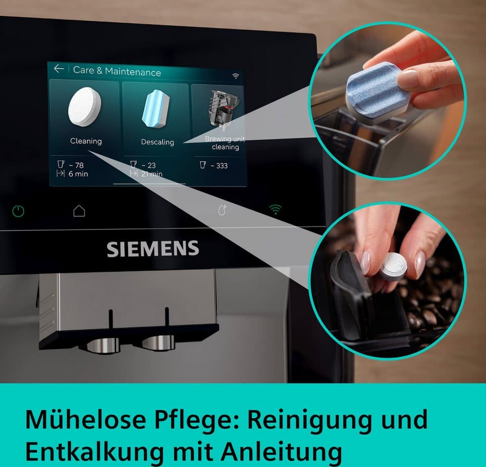 SIEMENS Kaffeevollautomat EQ700 TP725ET7, inkl. Thermo-Kaffeebecher, XL-Getränke, 20 Favoriten, farbiges Full-Touch-Display, Doppeltassenfunktion, sehr leise, silber - Thumbnail 18