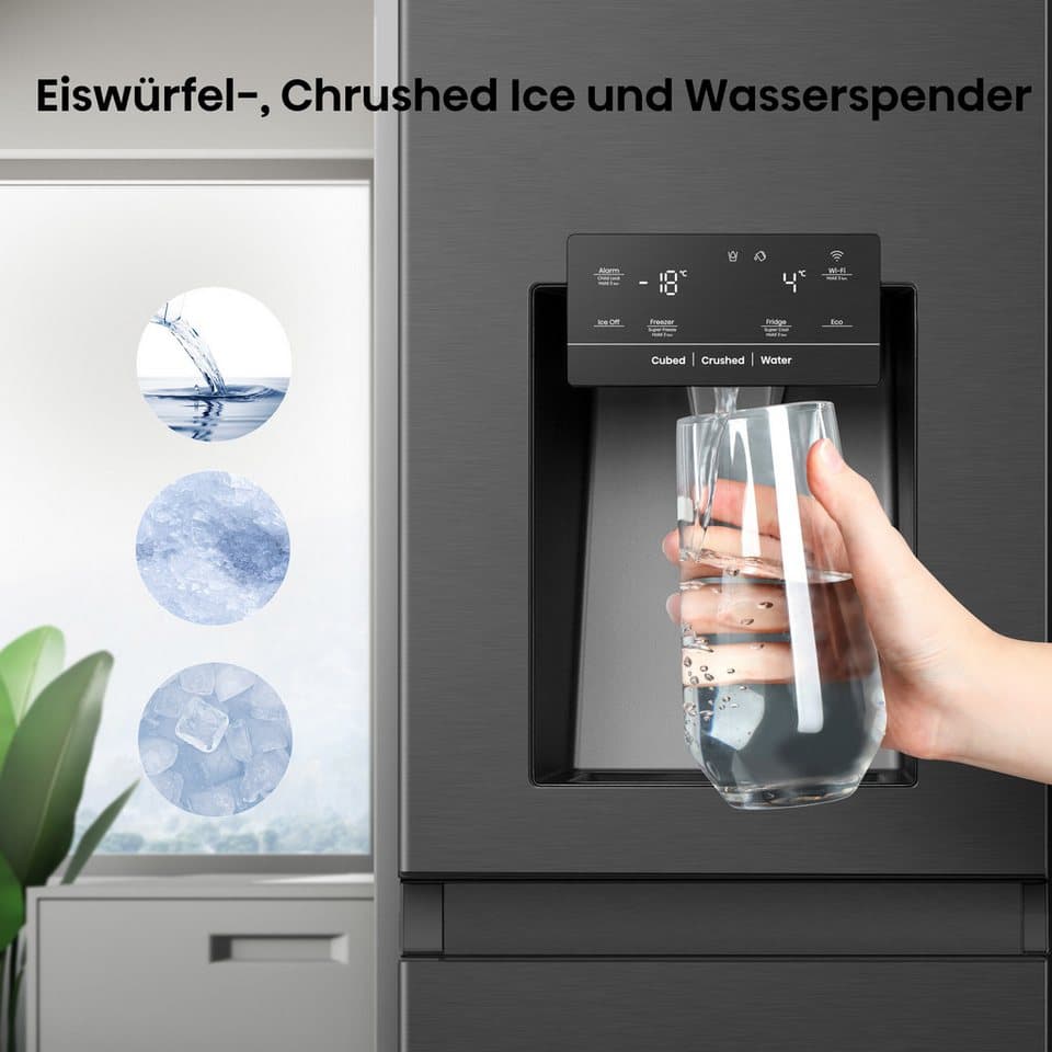 Hisense Side-by-Side RS818N4TFC, 179 cm hoch, 91 cm breit, MetalCooling, No Frost Plus, mit Wassertank, Wifi - Thumbnail 13