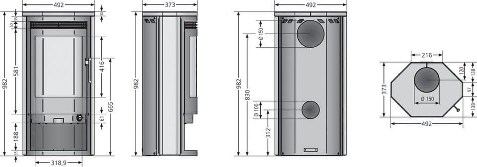 JUSTUS Kaminofen Usedom 5D Sandstein, 5 kW, Dauerbrand, Aufstellort in deinem Zuhause, prismatische Scheibe, Holzfach - Thumbnail 8